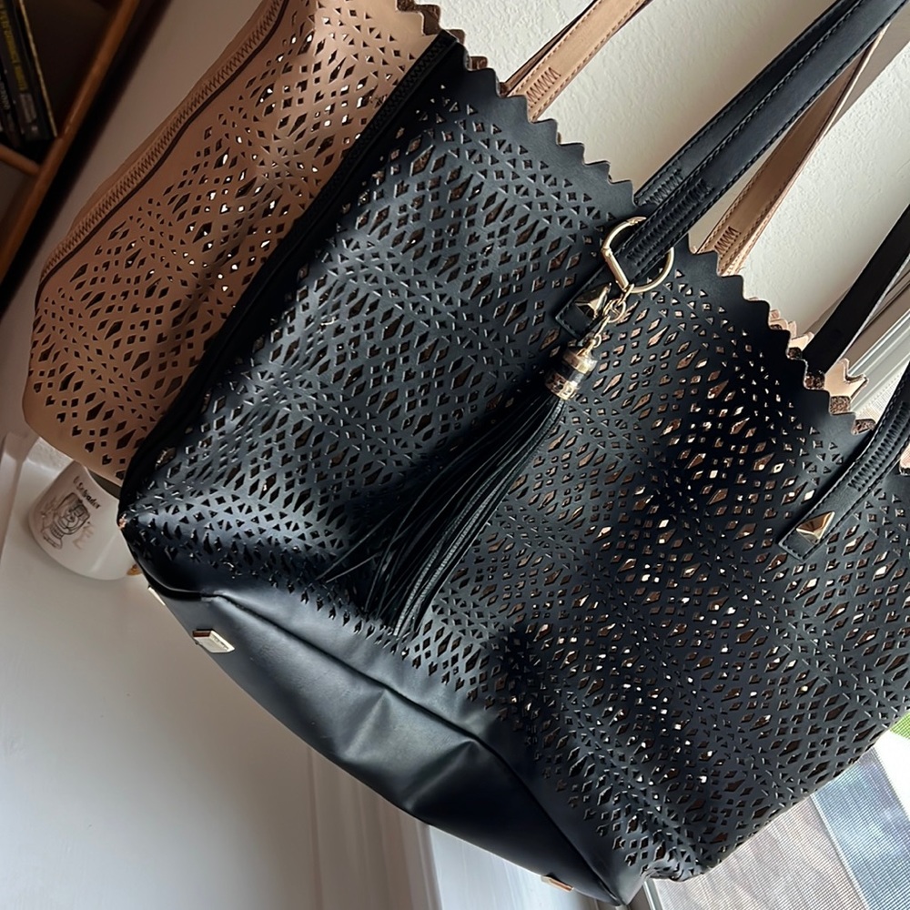 Stella & Dot Avalon Totes Blush Black Perforated